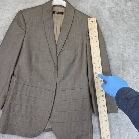 Marlowe Jacket Womens 38 Brown Wool Made In Italy Blazer Career Office Wear - Picture 4 of 13